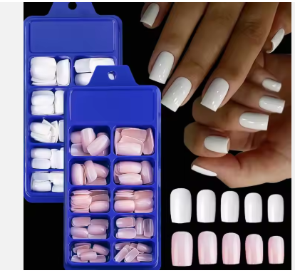 100pcs Light Pink Acrylic French Press-On Toe Nails Short Medium Square Design Reusable Full Cover for Women Girls' Fingers